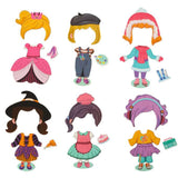 Wooden magnetic doll with costume set