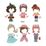 Wooden magnetic doll with costume set