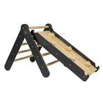 Wooden climbing triangle with slide climbing board 