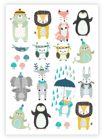 Ducky Street Forest Animals Temporary Tattoos