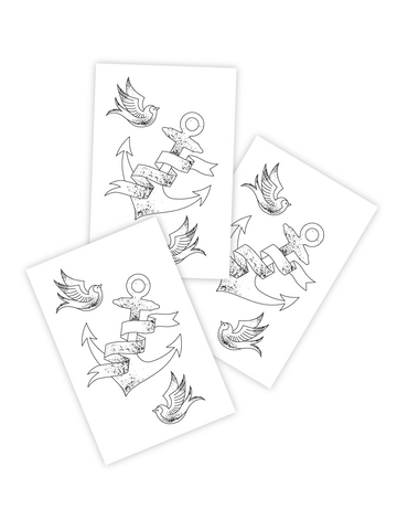 Ducky Street laikinos tatuiruotės „Inkaras su paukščiukais“