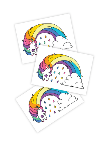 Ducky Street Unicorn Rainbow Temporary Tattoos for Kids